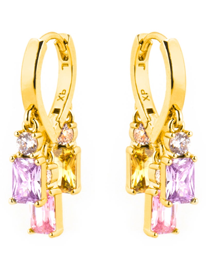 Boucles d'oreilles Luxenter avec zircon multicolore finition or 18k - Lanik Multicolore - Kiabi