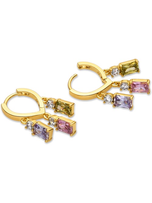 Boucles d'oreilles Luxenter avec zircon multicolore finition or 18k - Lanik - Kiabi