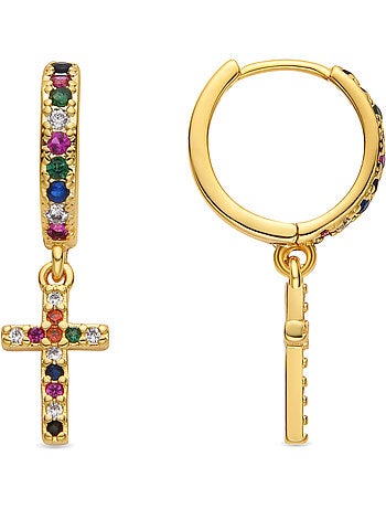 Boucles d'oreilles Luxenter avec zircon multicolore finition or 18k - Zemu