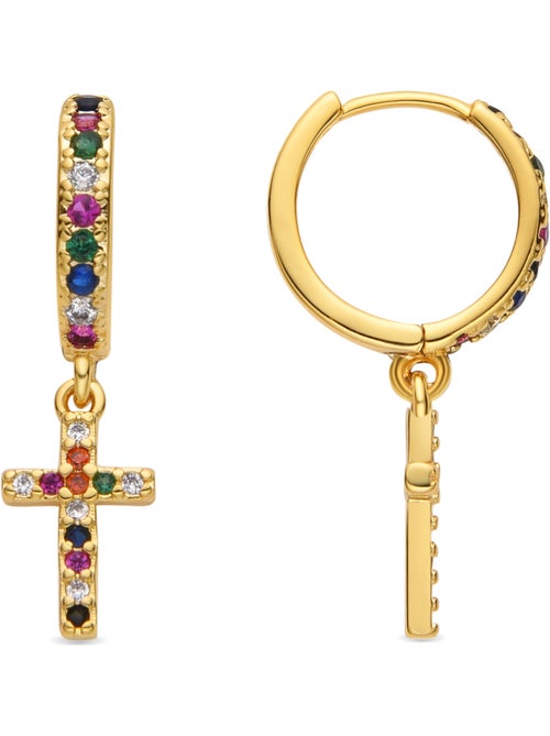 Boucles d'oreilles Luxenter avec zircon multicolore finition or 18k - Zemu - Kiabi