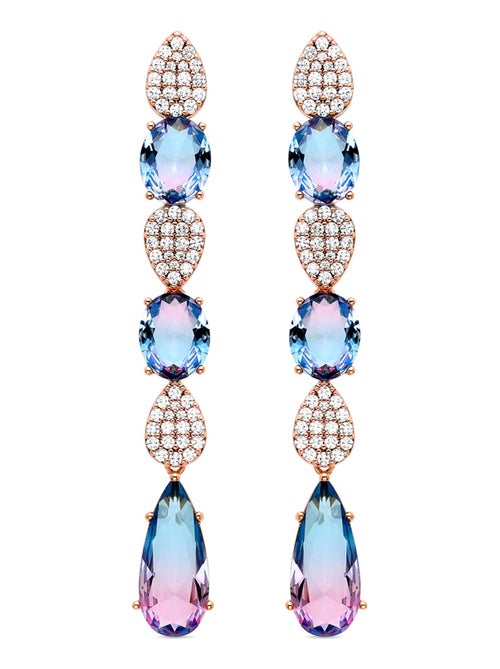 Boucles d'oreilles Luxenter avec zircon multicolore plaqué rhodium - Dirio - Kiabi