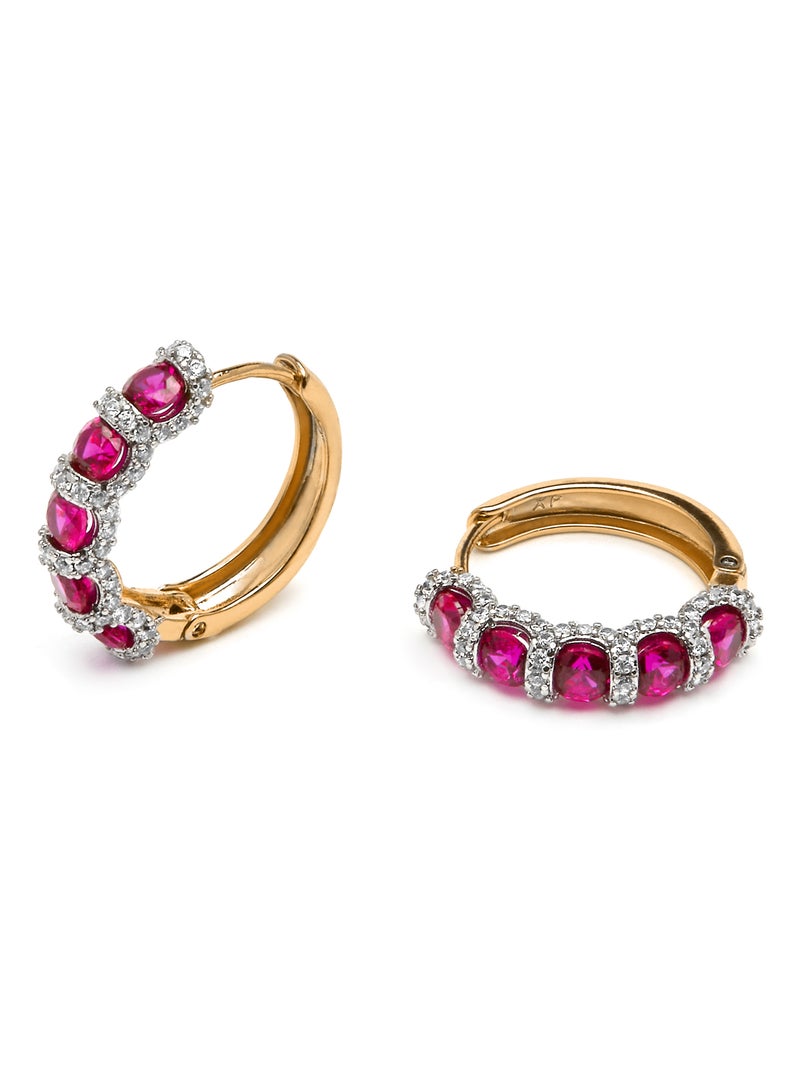 Boucles d'oreilles Luxenter avec zircon rubis finition or jaune 18k - Yrat Rouge - Kiabi