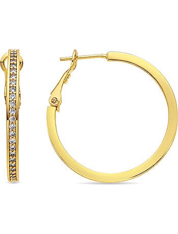 Boucles d'oreilles Luxenter avec zircone brillante, finition or 18 carats - Budix