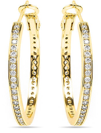 Boucles d'oreilles Luxenter avec zircone brillante, finition or 18 carats - Budix