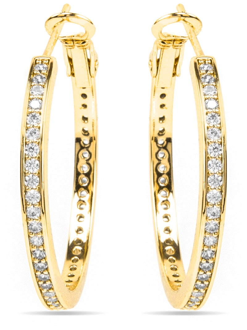 Boucles d'oreilles Luxenter avec zircone brillante, finition or 18 carats - Budix Argent - Kiabi