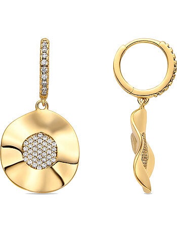 Boucles d'oreilles Luxenter avec zircone brillante, finition or 18 carats - Delim