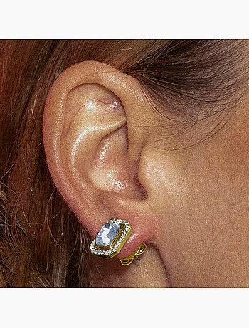 Boucles d'oreilles Luxenter avec zircone brillante, finition or 18 carats - Surin