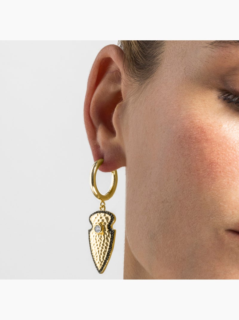 Boucles d'oreilles Luxenter avec zircone brillante, finition or 18k - Otla Blanc - Kiabi