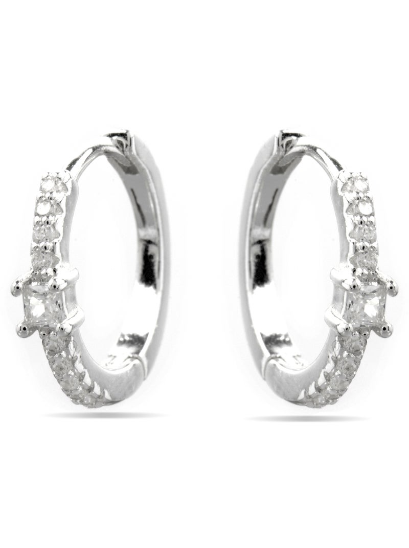 Boucles d'oreilles Luxenter avec Zirconia brillant finition argentée - Duia Argent - Kiabi