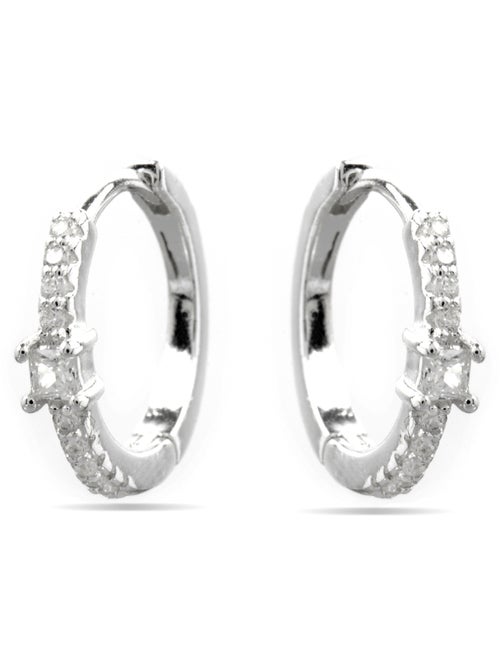 Boucles d'oreilles Luxenter avec Zirconia brillant finition argentée - Duia - Kiabi