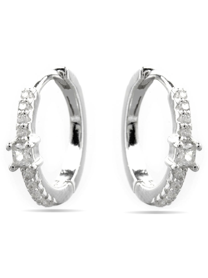 Boucles d'oreilles Luxenter avec Zirconia brillant finition argentée - Duia Blanc - Kiabi