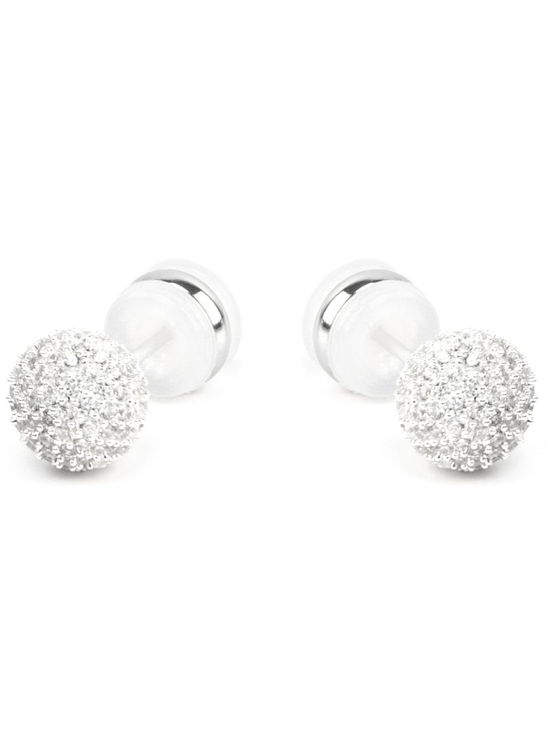 Boucles d'oreilles Luxenter avec Zirconia brillant finition argentée - Gardsil Blanc - Kiabi