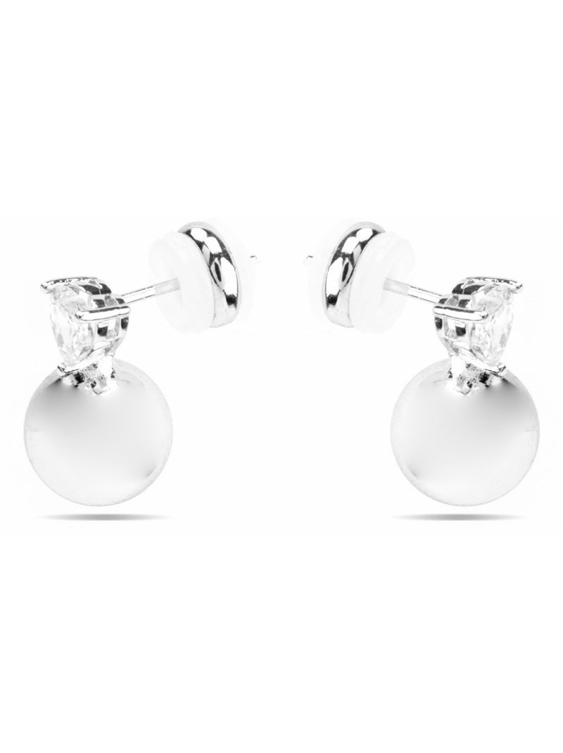 Boucles d'oreilles Luxenter avec Zirconia brillant finition argentée - Miora Argent - Kiabi
