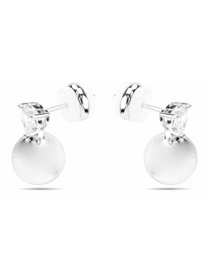 Boucles d'oreilles Luxenter avec Zirconia brillant finition argentée - Miora Blanc - Kiabi