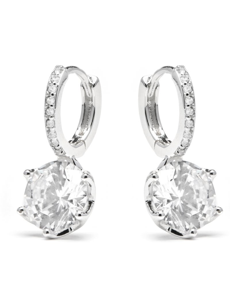 Boucles d'oreilles Luxenter avec Zirconia brillant finition argentée - Musban Blanc - Kiabi