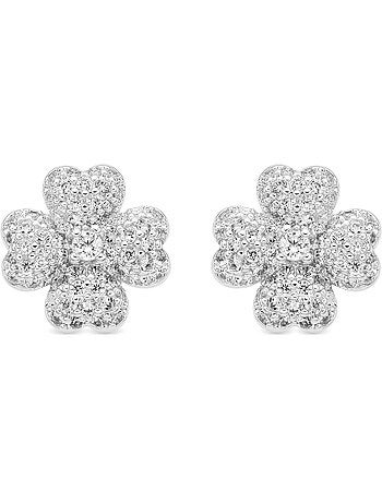 Boucles d'oreilles Luxenter avec Zirconia brillant finition argentée - Noxi