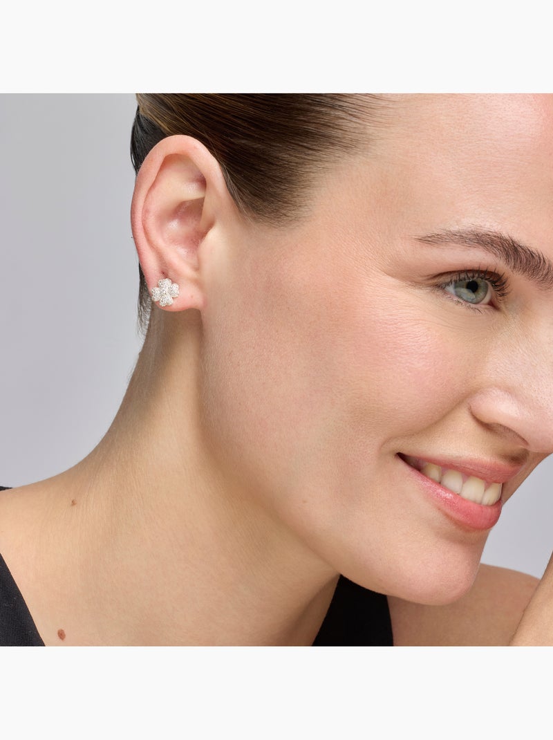 Boucles d'oreilles Luxenter avec Zirconia brillant finition argentée - Noxi Blanc - Kiabi