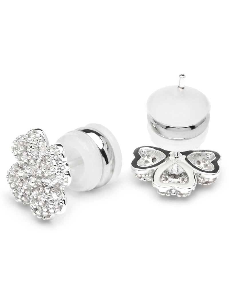 Boucles d'oreilles Luxenter avec Zirconia brillant finition argentée - Noxi Blanc - Kiabi