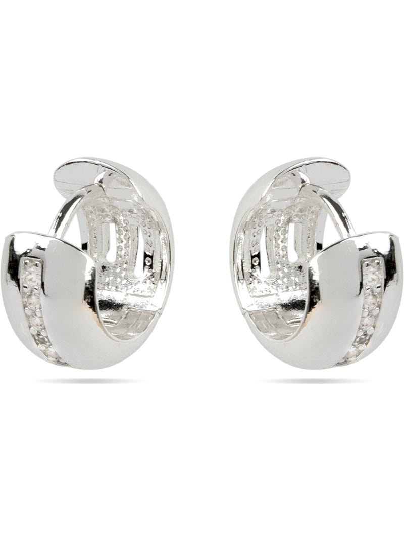 Boucles d'oreilles Luxenter avec Zirconia brillant finition argentée - Shapa Blanc - Kiabi