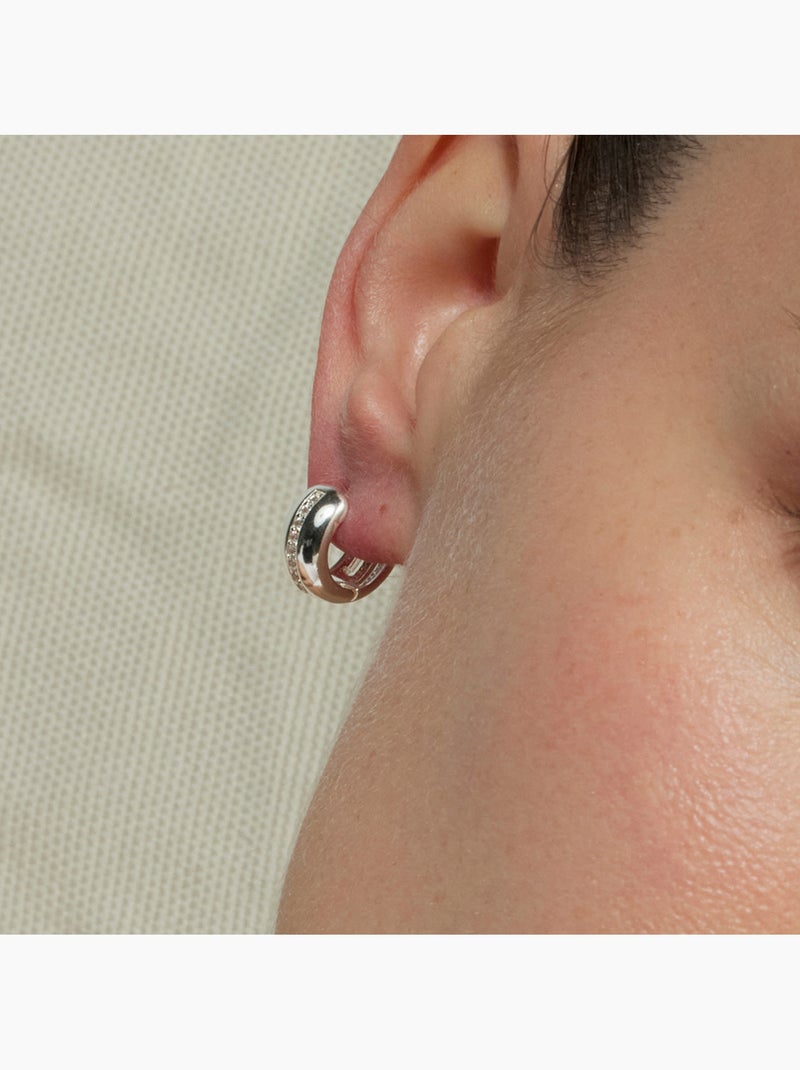 Boucles d'oreilles Luxenter avec Zirconia brillant finition argentée - Shapa Blanc - Kiabi