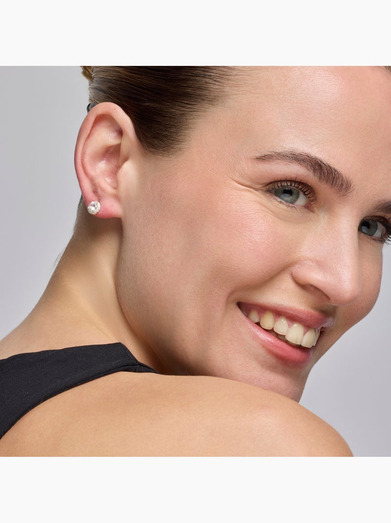 Boucles d'oreilles Luxenter avec Zirconia brillant finition argentée - Shog Blanc - Kiabi