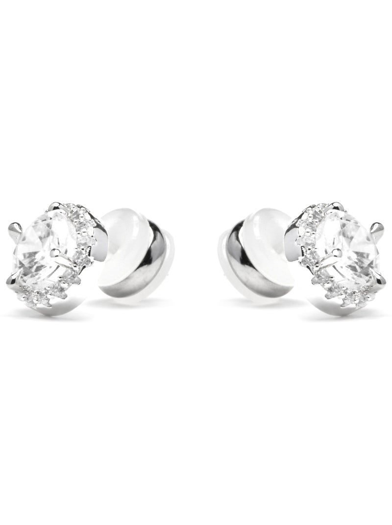 Boucles d'oreilles Luxenter avec Zirconia brillant finition argentée - Shog Blanc - Kiabi