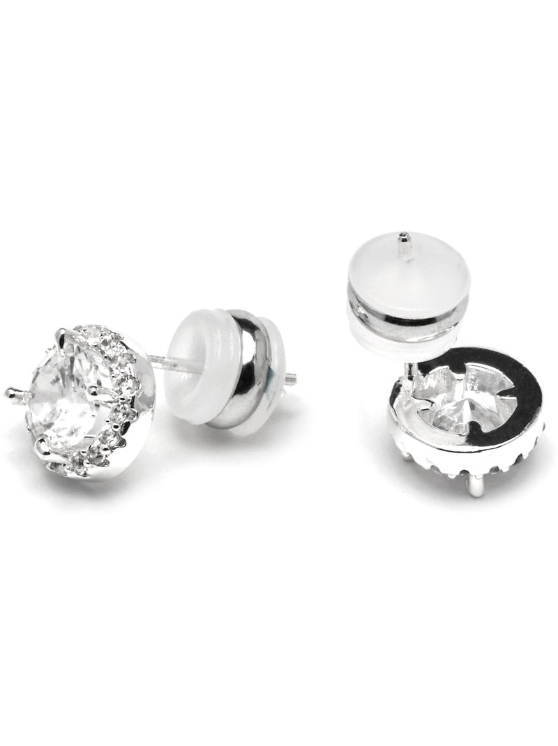 Boucles d'oreilles Luxenter avec Zirconia brillant finition argentée - Shog Blanc - Kiabi