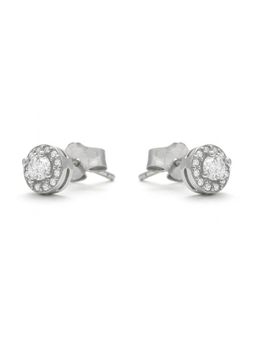 Boucles d'oreilles Luxenter avec Zirconia brillant finition argentée - Shog - Kiabi