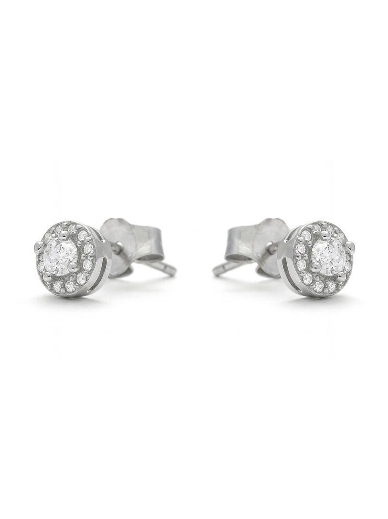Boucles d'oreilles Luxenter avec Zirconia brillant finition argentée - Shog Blanc - Kiabi