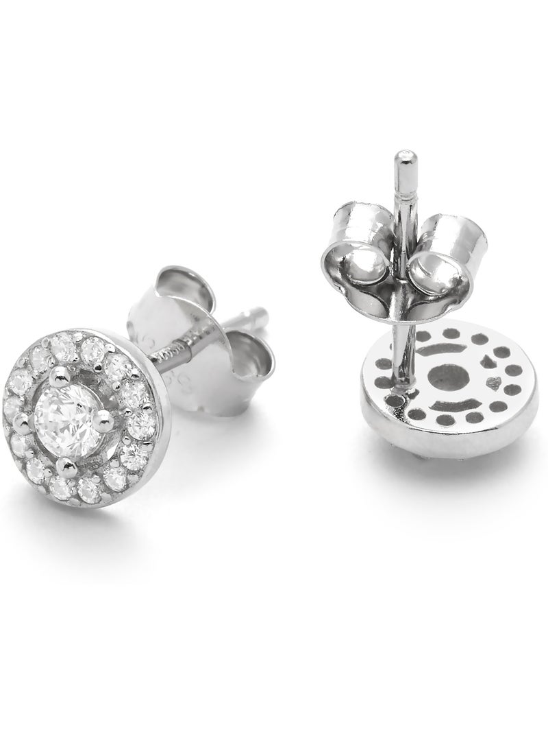 Boucles d'oreilles Luxenter avec Zirconia brillant finition argentée - Shog Blanc - Kiabi