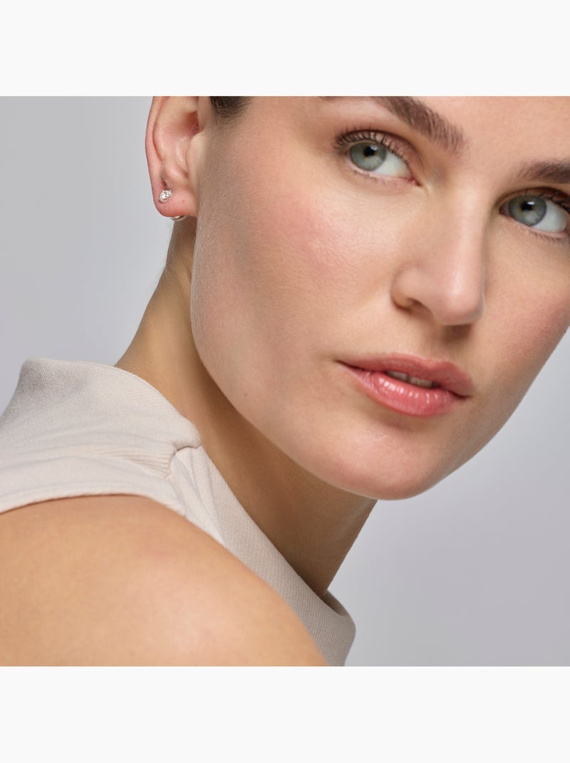 Boucles d'oreilles Luxenter avec Zirconia brillant finition argentée - Shog Blanc - Kiabi