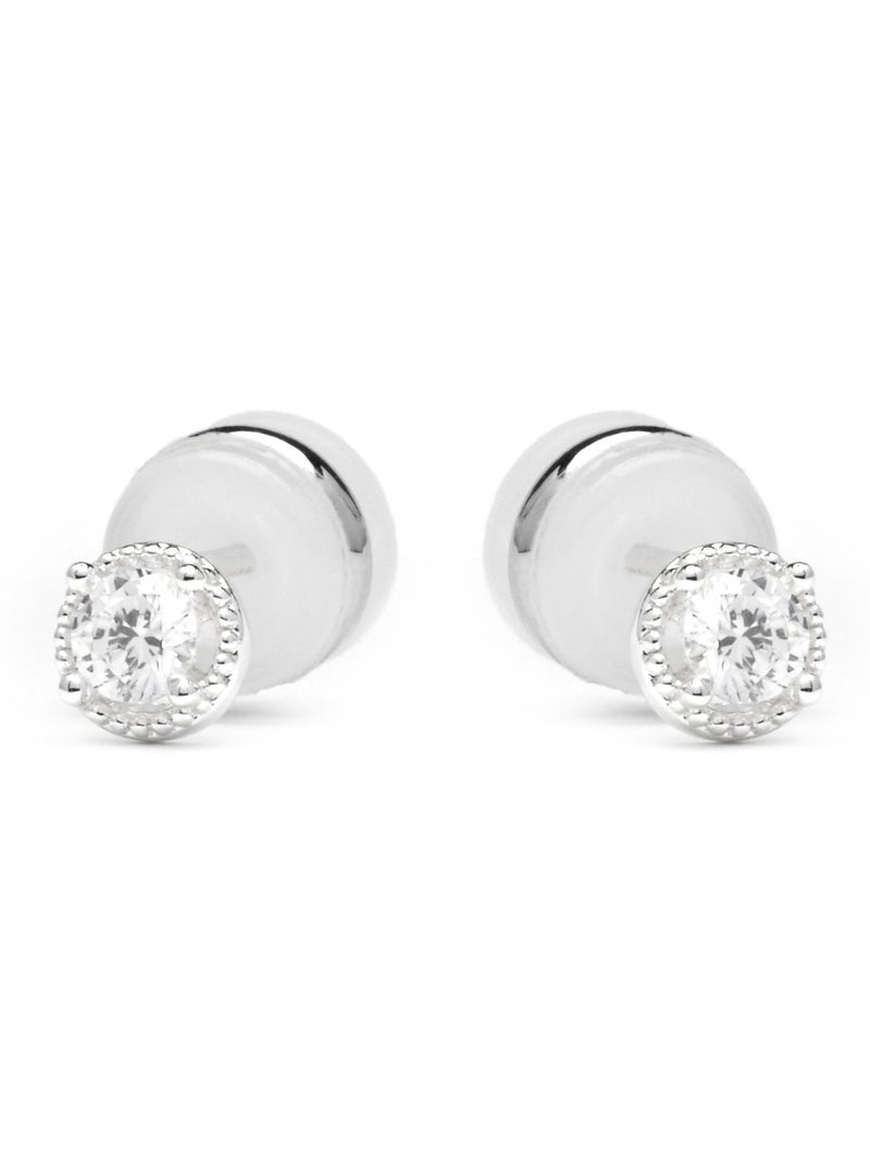 Boucles d'oreilles Luxenter avec Zirconia brillant finition argentée - Shog Blanc - Kiabi