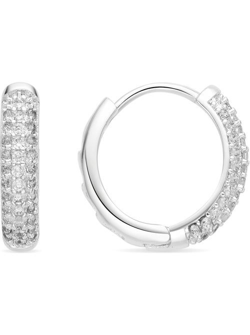Boucles d'oreilles Luxenter avec Zirconia brillant finition argentée - Thian - Kiabi