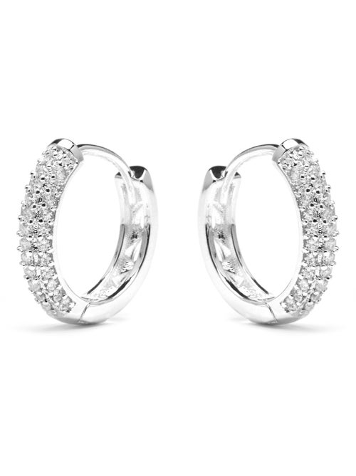 Boucles d'oreilles Luxenter avec Zirconia brillant finition argentée - Thian - Kiabi