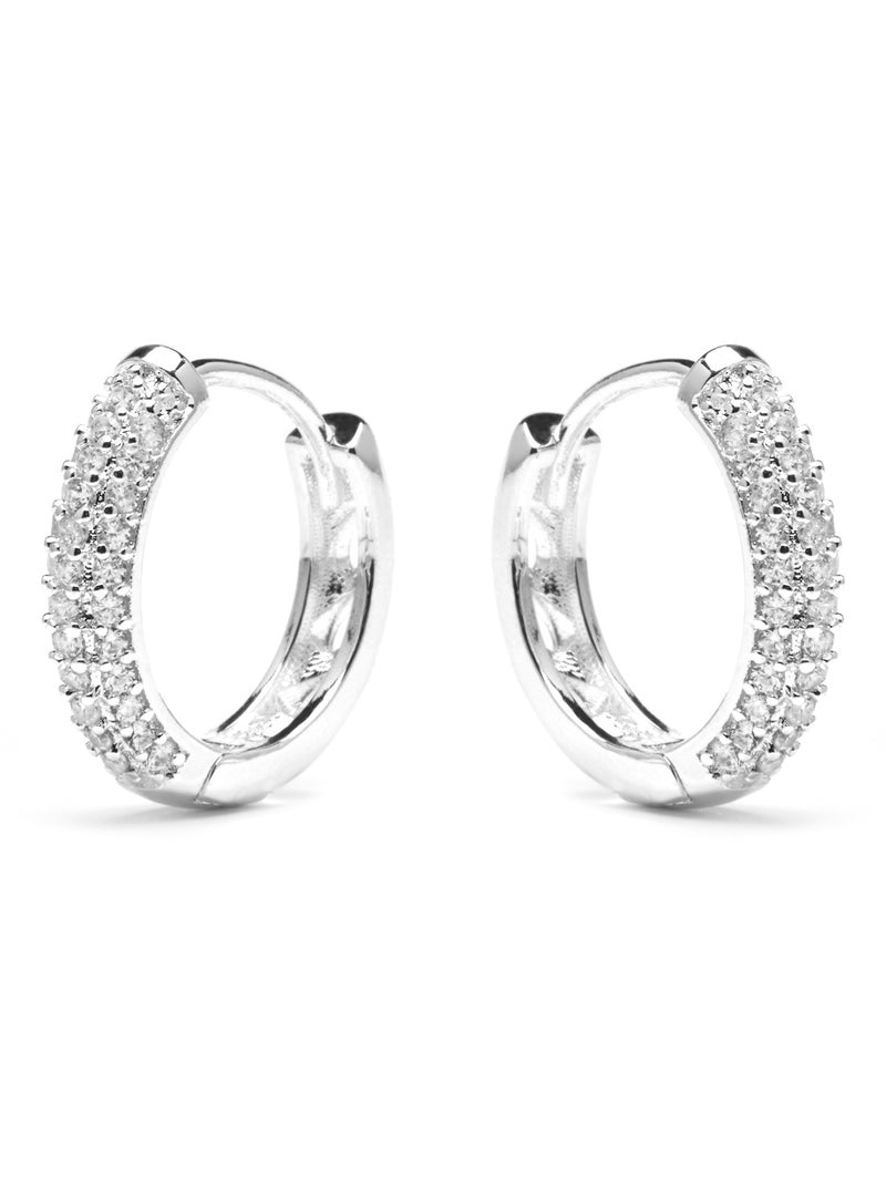 Boucles d'oreilles Luxenter avec Zirconia brillant finition argentée - Thian Blanc - Kiabi