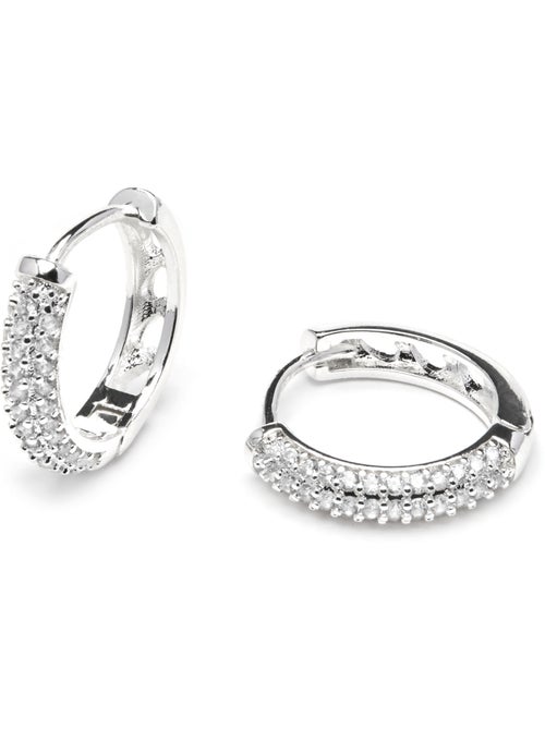 Boucles d'oreilles Luxenter avec Zirconia brillant finition argentée - Thian - Kiabi