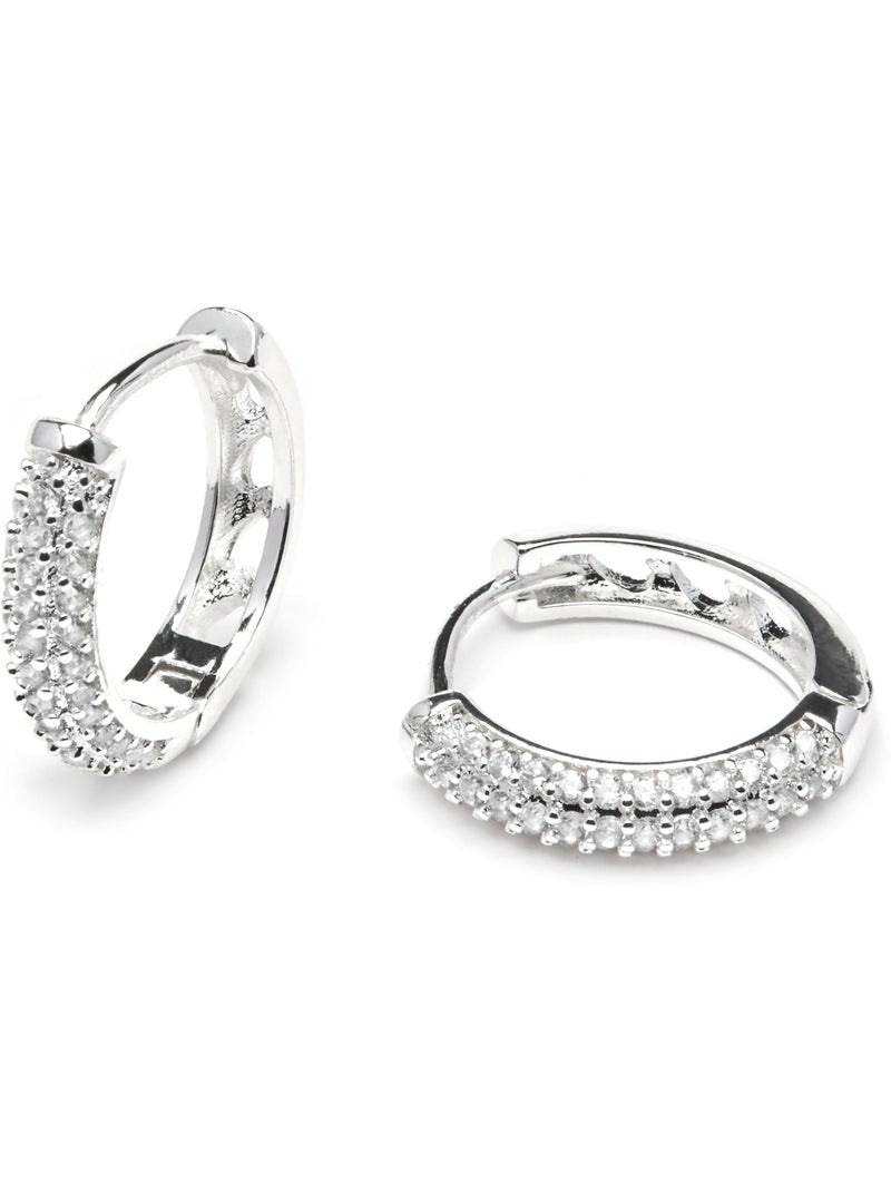 Boucles d'oreilles Luxenter avec Zirconia brillant finition argentée - Thian Blanc - Kiabi