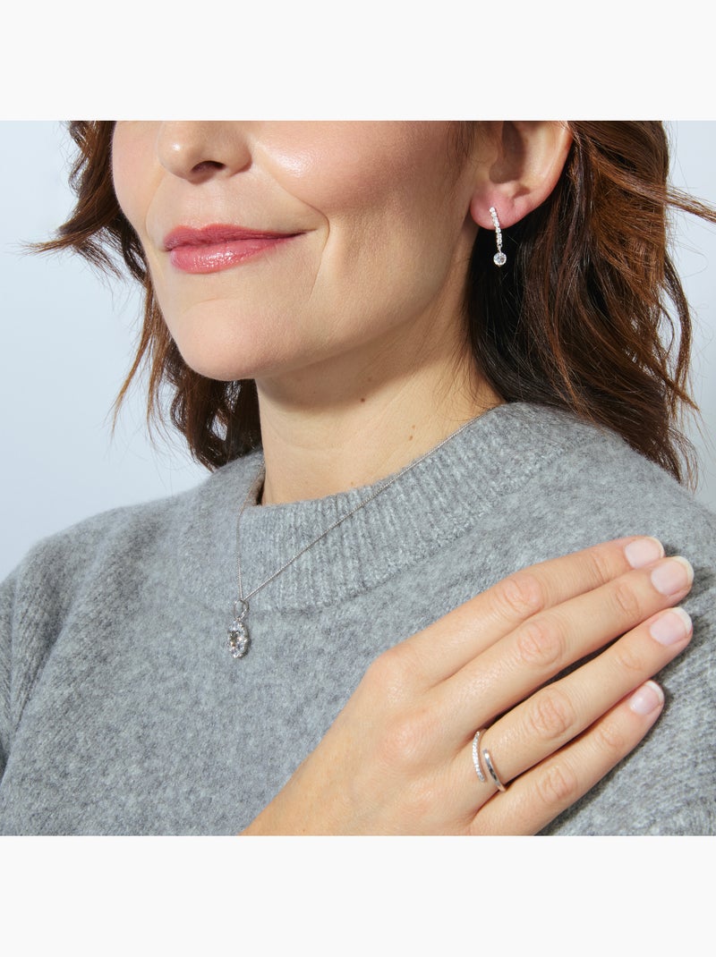 Boucles d'oreilles Luxenter avec Zirconia brillant finition argentée - Yasu Blanc - Kiabi