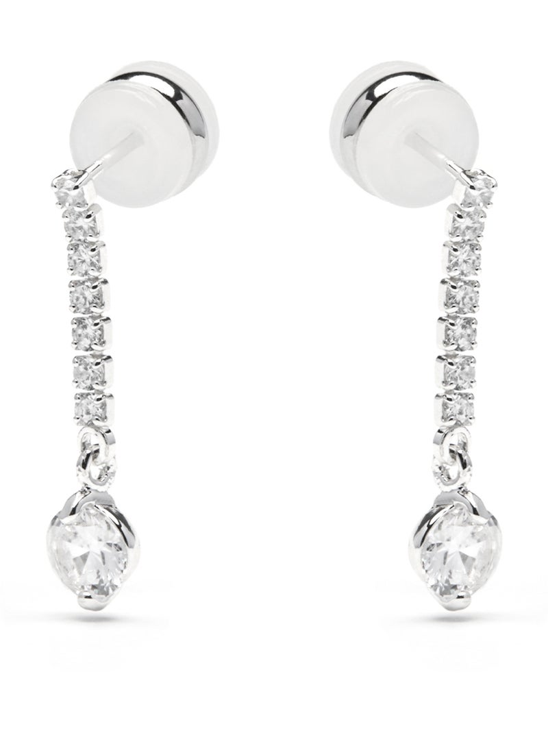 Boucles d'oreilles Luxenter avec Zirconia brillant finition argentée - Yasu Blanc - Kiabi