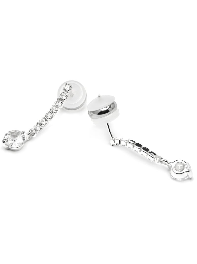 Boucles d'oreilles Luxenter avec Zirconia brillant finition argentée - Yasu Blanc - Kiabi