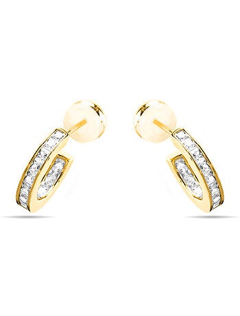 Boucles d'oreilles Luxenter avec Zirconia brillant finition or 18k - Daver