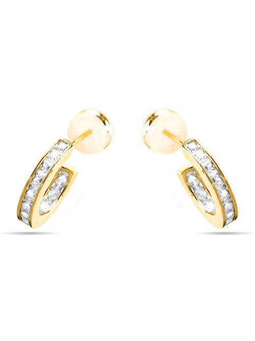 Boucles d'oreilles Luxenter avec Zirconia brillant finition or 18k - Daver - Kiabi