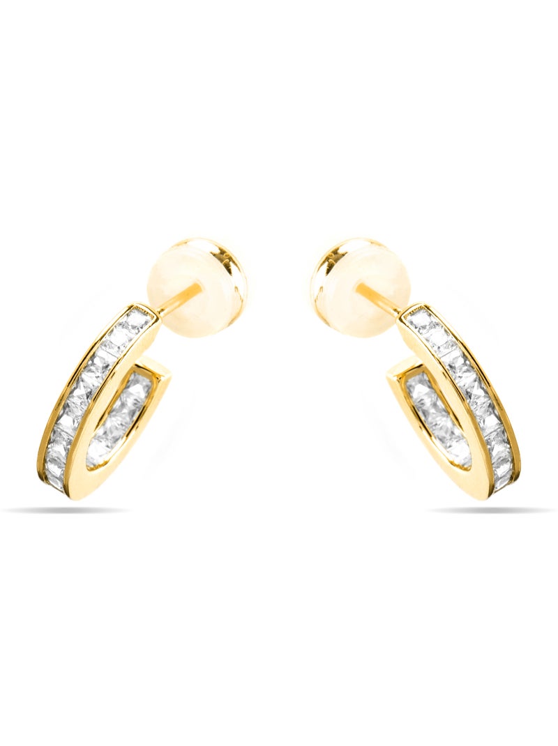 Boucles d'oreilles Luxenter avec Zirconia brillant finition or 18k - Daver Argent - Kiabi