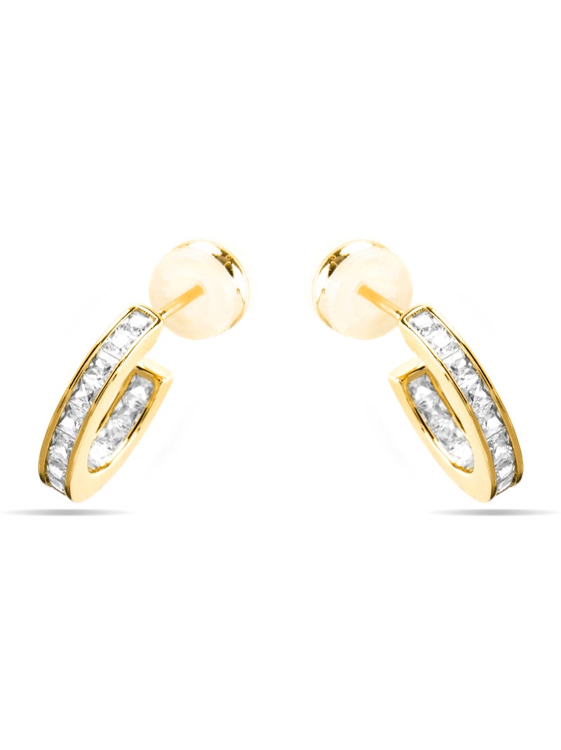 Boucles d'oreilles Luxenter avec Zirconia brillant finition or 18k - Daver Blanc - Kiabi