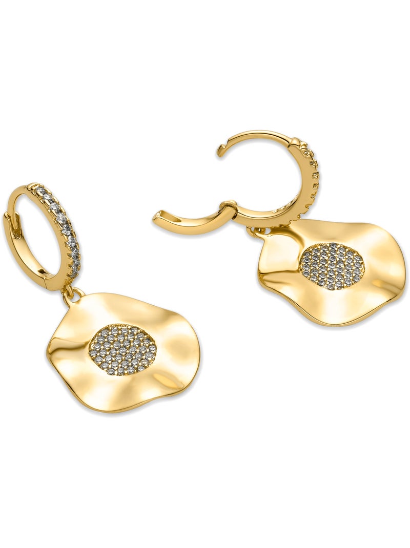 Boucles d'oreilles Luxenter avec Zirconia brillant finition or 18k - Delim Blanc - Kiabi