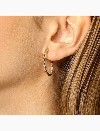 Boucles d'oreilles Luxenter avec Zirconia brillant finition or 18k - Firmou
