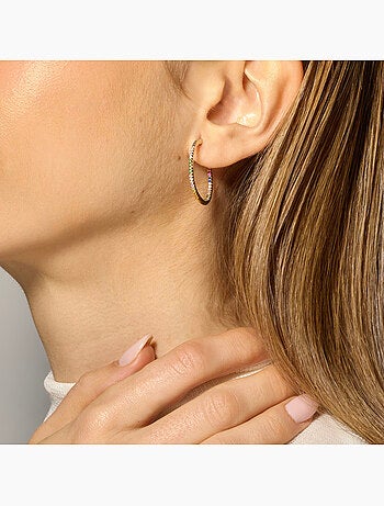 Boucles d'oreilles Luxenter avec Zirconia brillant finition or 18k - Firmou