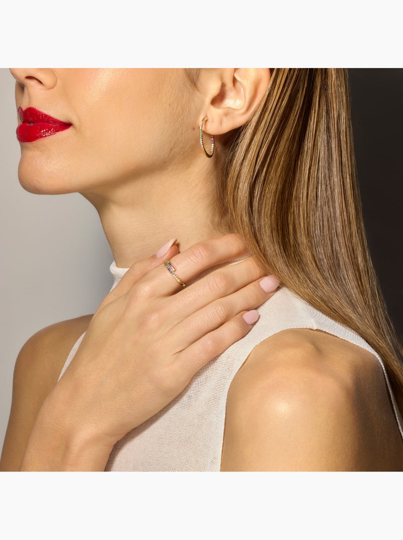 Boucles d'oreilles Luxenter avec Zirconia brillant finition or 18k - Firmou Blanc - Kiabi