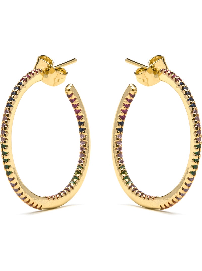 Boucles d'oreilles Luxenter avec Zirconia brillant finition or 18k - Firmou Blanc - Kiabi