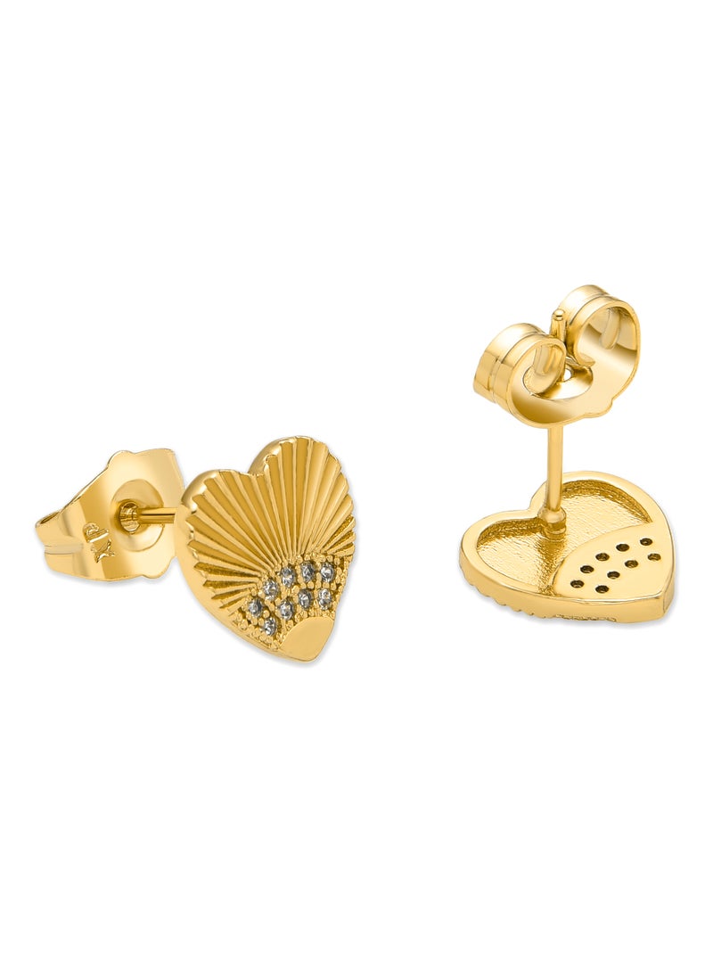 Boucles d'oreilles Luxenter avec Zirconia brillant finition or 18k - Kripo Blanc - Kiabi